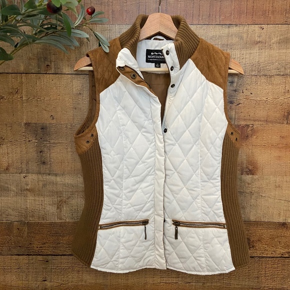 Western Quilted Zip Up Vest Outdoors Mountains Zippered Pockets - Picture 2 of 14